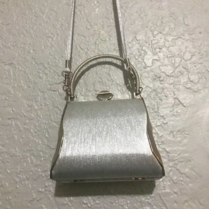Silver small glittery shoulder purse